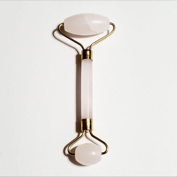 Rose Quartz Facial Roller Massager w/Dual Ends, Will Feel So Cool To Your Face - Picture 1 of 7